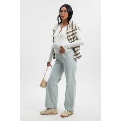 boohoo Dames Maternity Over The Bump Boyfriend Jeans | Gebleekt | Maat: 40