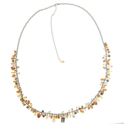Behave - Lange ketting goudkleur met bruine steentjes - Boho chic stijl