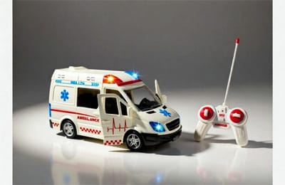RC Ziekenwagen Ambulance - Speelgoedauto - Hulpdiensten - Met muziek en LED verlichting - Afstandsbediening - 35 cm groot