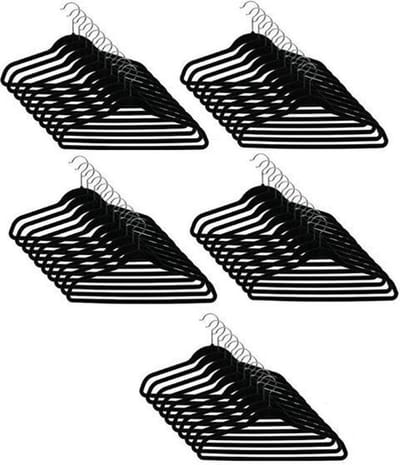 Kwaliteit Kledinghangerset 50 stuks - Non slip kledinghangers - Fluweel zwart