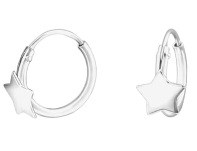 Joy|S - Zilveren ster oorbellen - oorringen 10 mm met ster