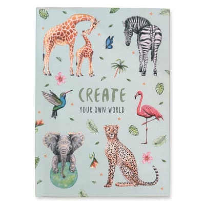 World of Mies A5 notitieboekje tropische dieren - 160 blanco pagina's - hardcover - handgeschilderde dieren door Mies
