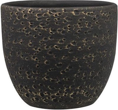 Ter Steege Plantenpot/Bloempot Lava Stone - zwart - D15 x H13 cm - binnen