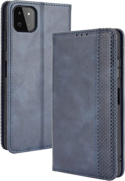 Coverup Hoesje - Geschikt voor Samsung Galaxy A22 5G Hoesje - Coverup Vintage Style Book Case - Blauw