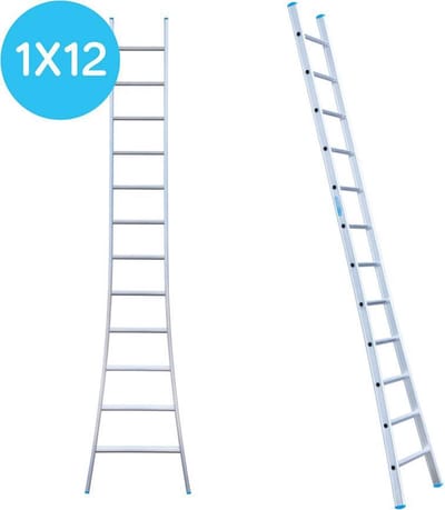 Eurostairs Ladder enkel uitgebogen 1x12 sporten