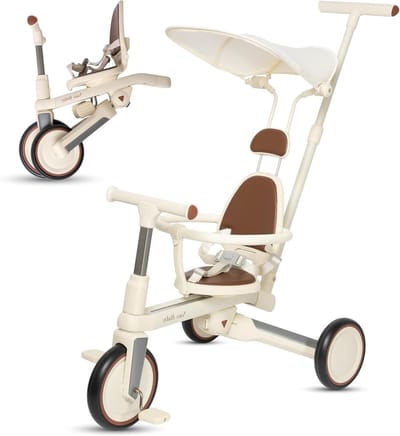 Driewieler Kinderen - Babyfiets Peuter - Veilig Buiten Spelen - 3-in-1 Evolutief - 30 x 45 x 75 cm - Grijs