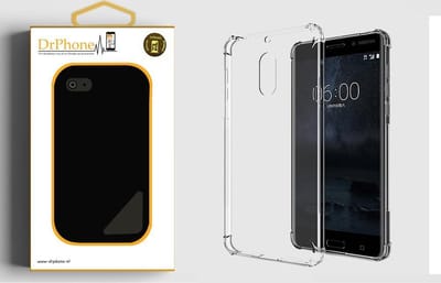 DrPhone Nokia 6 TPU Hoesje - Siliconen Shock Bumper Case -Backcover met Verstevigde randen voor extra bescherming voor