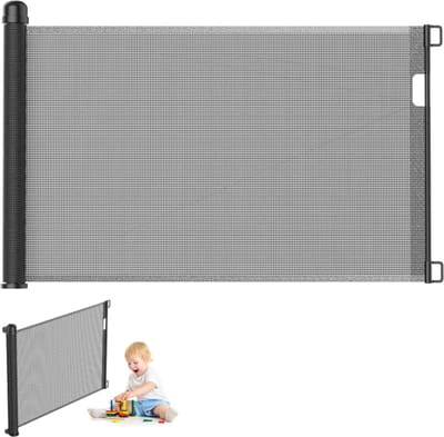Insectenwerend rolgordijn uittrekbaar 0-180 cm zwart voor baby's en dieren van leer voor binnen en buiten