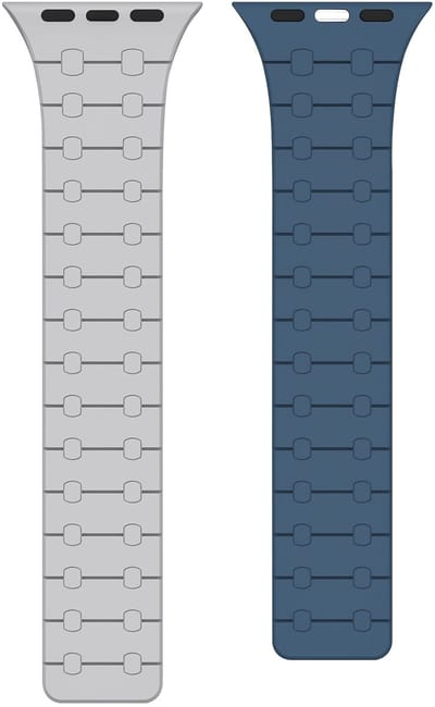 Rixus Magnetic Silicone Band For Apple Watch 38mm, 40mm, 41mm Cloud Grey And Blue