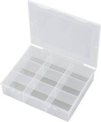 TRU COMPONENTS E-112-1 Assortimentsdoos (l x b x h) 190 x 145 x 42 mm Aantal vakken: 9 Vaste onderverdeling 1 stuk(s)