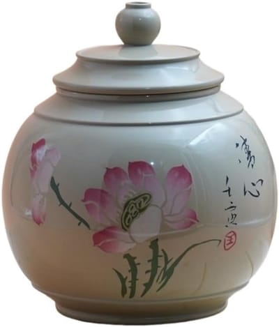 Paarse aardewerk theepot, witte modderkleurige aardewerk theeopslagpot, huishoudelijke losse theeopslagcontainer, verzegelde pot Koffiedikopslag (Color : G)