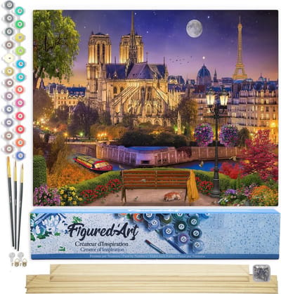 Figured'Art Schilderen op Nummer Volwassenen canvas Onze-Lieve-Vrouw onder de Sterrenhemel - Handwerk acrylverf Kit DIY Compleet - 40x50cm met DIY houten lijst