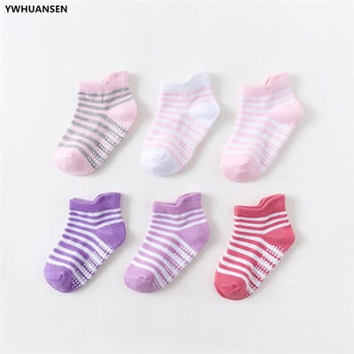 6 Paren/partij 0 tot 6 Jaar Katoenen Antislip Kindersokken (bootvorm) Voor Jongens Meisjes Laag Model Vloersok voor Kinderen Met Rubberen Grip Vier Seizoenen 0 to 12 M white