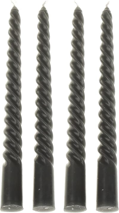 Set van 8 Spiraalkaarsen Donkergrijs - Gedraaide Staafkaarsen 20 cm - Decoratieve Twist Tafelkaarsen