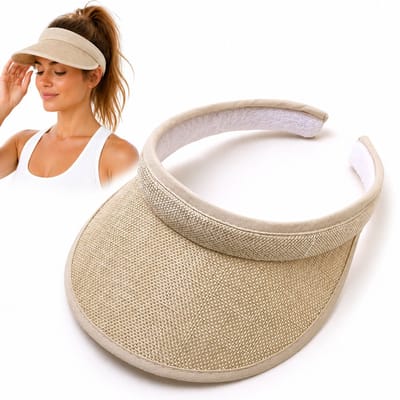 Zonneklep Dames - UV-Beschermende Zonnehoed met Brede Rand - Verstelbaar & Comfortabel - Strandhoed - Sportieve Zonnekleppen - Zomer & Buiten - Voor Tennis, Wandelen, Hardlopen, Strand, Fietsen en Vissen - Beige - SOLLBRY®
