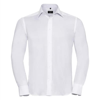 Russell Collectie Heren Lange Mouw Ultiem Niet-Ijzershirt (Wit)