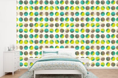 Behang - Fotobehang Cirkel - Groen - Patroon - Breedte 360 cm x hoogte 240 cm