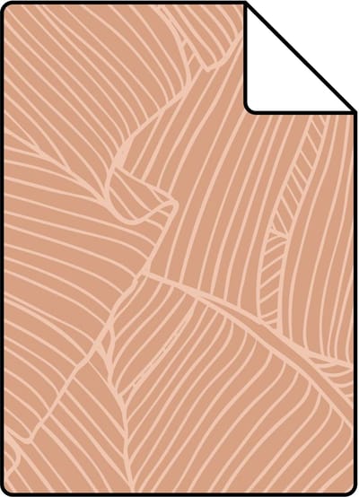 Proefstaal ESTAhome behang bladeren terracotta roze - 26.5 x 21 cm - 130933-S