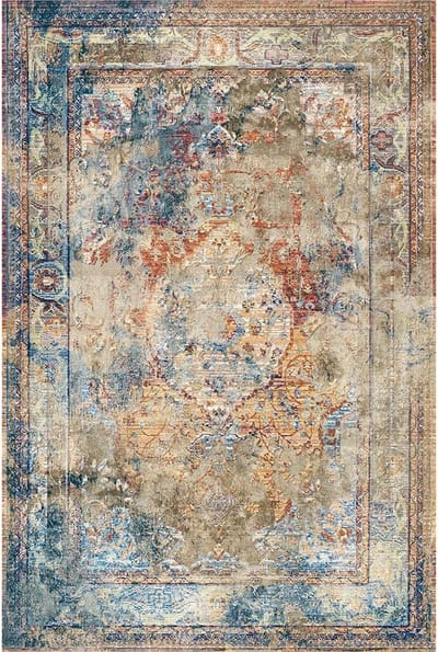 Bamyum Landon Bedrukte Tapijt Chenille-Print Machinaal Gemaakt 120 x 180 cm, Wasbare Multicolor Vintage Tapijt, Antibacterieel Anti-Slip Keukentapijt