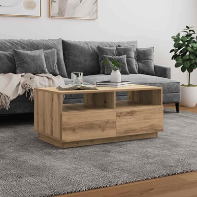 vidaXL - Salontafel - met - LED-verlichting - 90x49x40 - cm - artisan - eikenkleurig