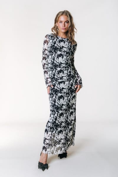 Colourful Rebel Maude Cow Maxi Mesh Dress- S
