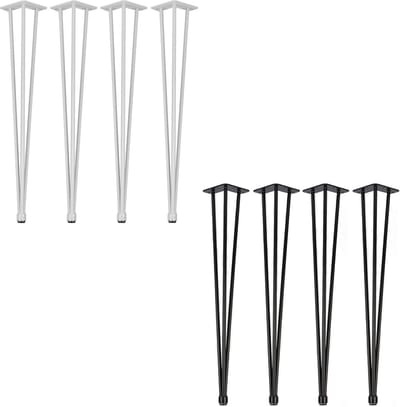 4x Verstelbare Hairpin Tafelpoten Zwart 12mm Staal voor DIY Bureau of Eettafel - 40 cm