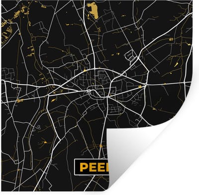 Muurstickers - Sticker Folie - Stadskaart - Peer - Plattegrond - Goud - Kaart - 100x100 cm - Plakfolie - Muurstickers Kinderkamer - Zelfklevend Behang XXL - Zelfklevend behangpapier - Stickerfolie
