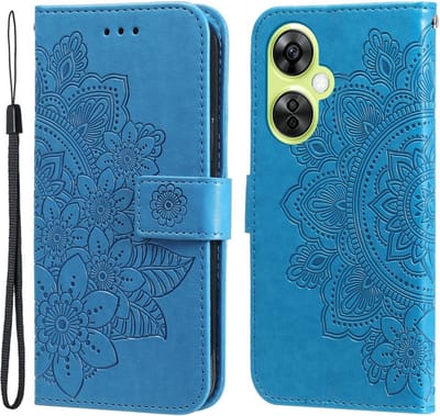 Coverup Hoesje - Geschikt voor OnePlus Nord CE 3 Lite 5G Hoesje - Coverup Mandala Bloemen Book Case - Blauw
