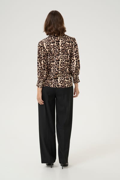Overhemd met lang mouwen Regular fit Naturel Leopard Print