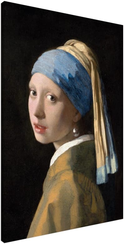 Canvas Schilderij - Johannes Vermeer – Meisje met de parel 75x100 cm - Kunst Wanddecoratie Woonkamer & Slaapkamer