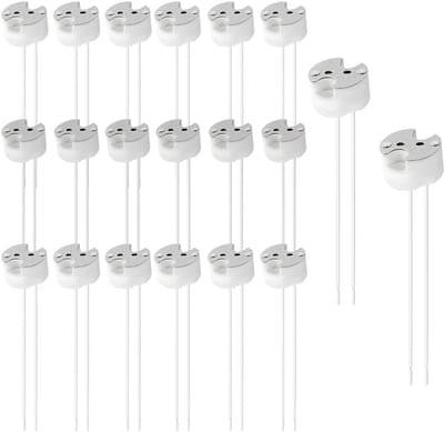 Keramische Lampfitting - MR16 G5.3 Sokkel - Lamp Reparatie - Met 10cm Kabel - 20 Stuks - Wit
