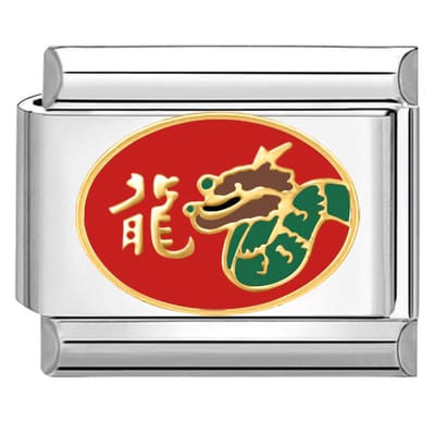 Quiges - Schakel - Bedel - 9mm - charms - Chinese Horoscope Draak - Geschikt voor - armband - Schakelarmband - italy bedels armband