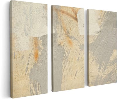 Artaza Canvas Schilderij Drieluik Abstracte Kunst van een Cementen Muur - 120x80 cm - Wanddecoratie Woonkamer - Schilderijen - Muurdecoratie
