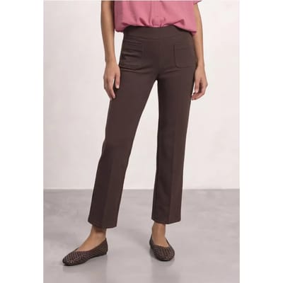 Broek met High Waist en Straight Leg pijpen in casual pasvorm