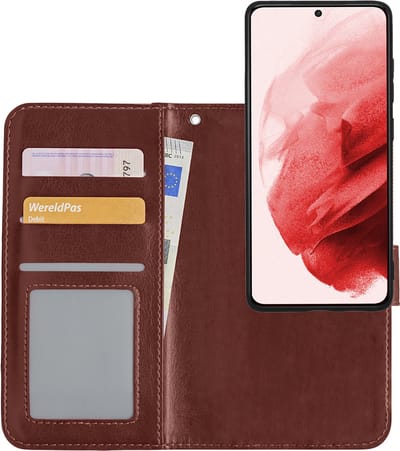 Hoesje - 2 in 1 - Geschikt voor Samsung Galaxy S21 Plus - Met Uitneembare Hard Cover - Bookcase - Wallet Case - Met Pasjeshouder - Book Case - Uitneembaar - Pashouder - Kunstleer - Bruin