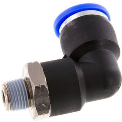3/8'' x 1/8'' NPT 90 graden L-verbinding Messing/PBT Insteekfitting Buitendraad Draaibaar NBR [2 Stuks]