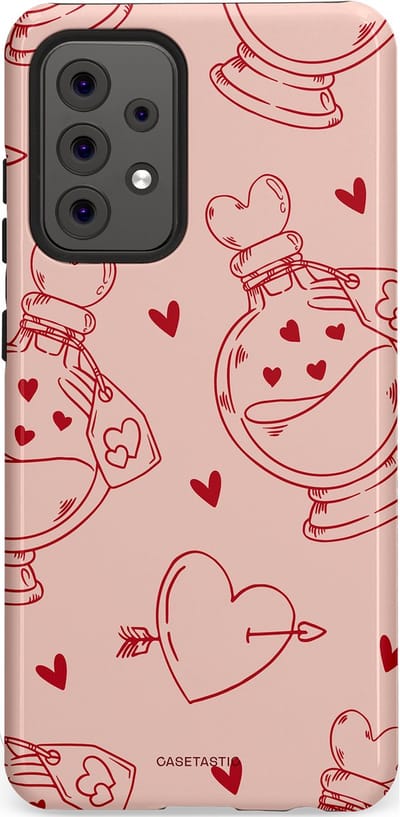 Casetastic Hoesje Geschikt voor Samsung A52 (4G/5G/s) - Stijlvolle Beschermende Duo-layer Case - Zoete Liefdesflirt - Roze Rood - Pafrum - Love You - Valentijn