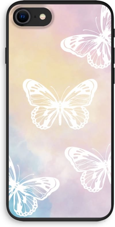 Case Company® - Hoesje geschikt voor iPhone 8 hoesje - White butterfly - Biologisch Afbreekbaar Telefoonhoesje - Bescherming alle Kanten en Schermrand