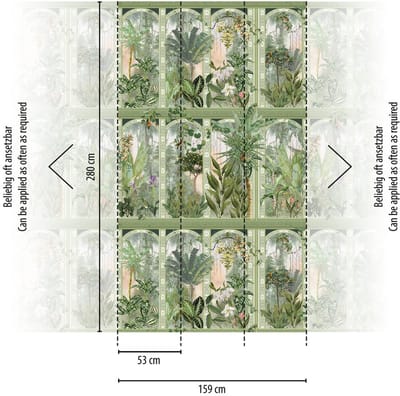 SIERBOOGRAMEN FOTOBEHANG | Tropisch sèrre - Groen Bruin Wit - Livingwalls The Wall II