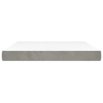 vidaXL - Pocketveringmatras - medium - king - 193x203x20 - cm - fluweel - lichtgrijs
