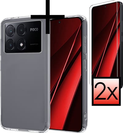 Hoesje - Met 2x Screenprotector - Geschikt voor Xiaomi Poco X6 Pro 5G - Sterk & Shockproof - Back Cover - Siliconen Case - Telefoon Hoes - Transparant