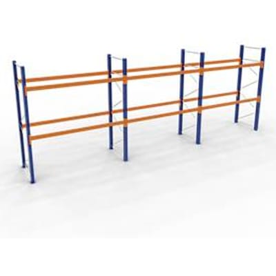 Schulte palletstelling, basisstelling, B 8444 x D 1100 x H 3000 mm, 4 niveaus, palletgewicht tot 1000 kg, vakbelasting 9000 kg, blauw/oranje