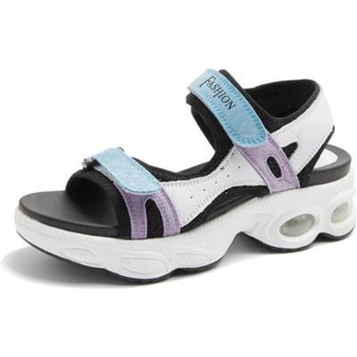 Sportsandalen Dames Echt Leer Zomer Nieuw Casual Veelzijdig Zwaarzool Feeërieke Wind Ins Mode Papa Studenten Schoenen 40 white