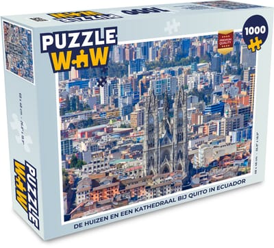 Puzzel De huizen en een kathedraal bij Quito in Ecuador - Legpuzzel - Puzzel 1000 stukjes volwassenen