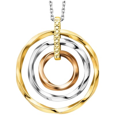 Julie Julsen Anhänger mit Kette 925/- Sterling Silber rhodiniert/vergoldet tricolor 3 Kreise