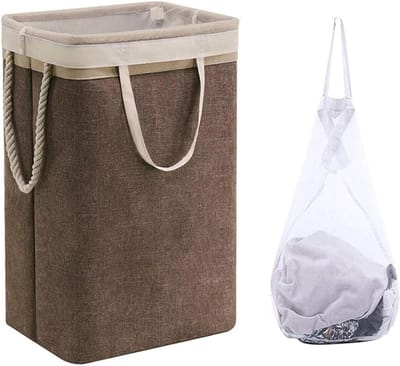 Opvouwbare wasmand - Wasmand met deksel - Opvouwbare waterdichte prullenbak - met uitneembare tas - Wasmand met grote capaciteit - Opbergtas - voor slaapzaal, slaapkamer, badkamer, kleding en speelgoed - Bruin