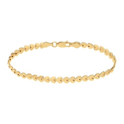 Lucardi Dames Armband plated hart schakel - Echt Zilver - Armband - Cadeau - 18 cm - Goudkleurig