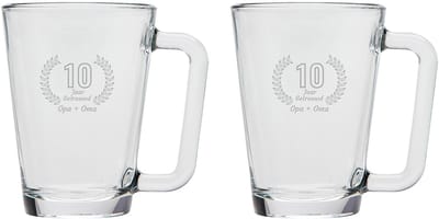 Gegraveerde set Theeglazen 26cl Opa + Oma 10 jaar getrouwd