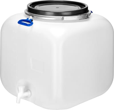 Garronda 100l Kunststof Trommel Met Deksel – Regenton met Kraan - Vat - HDPE - Voedselvat - Tuin Hobbock – Wit - GD-STE-BarrelPR