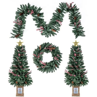 Coast Kerstdecoratie Set - Boom - Slinger - Krans - Entree - PVC - 4-delig